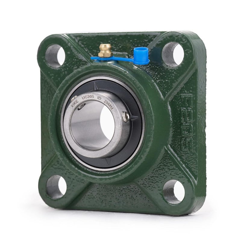 Xike 2 Pcs UCF205 Bore 25 mm Pillow Block Square Flange Mounted Ball Bearings, Solid Cast Iron Base and Self Aligning Chrome Steel Sealed Bearings. - Image 4